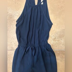 BeBop Navy Halter Tie-Waist Romper